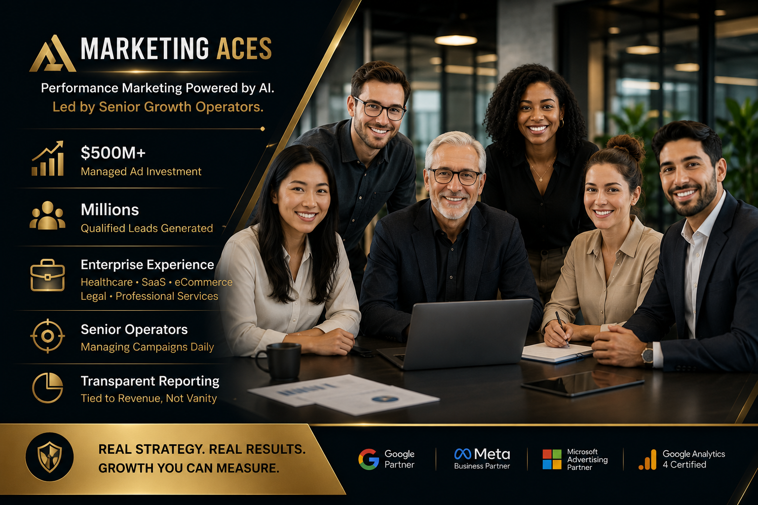 The AI Aces Performance Marketing Agency is Powered by AI. Led by Senior Growth Operators.